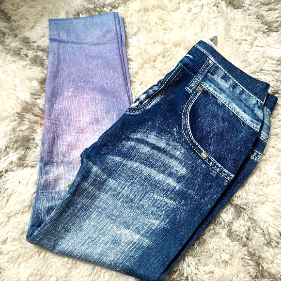 emoji Girls Colorful Fake Jeans - Picture 7 of 12